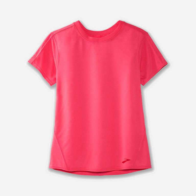 Brooks Distance Israel - Women's Short Sleeve Running Shirt - Fluoro Pink (42175-FRUI)
